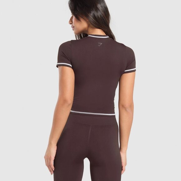 Gymshark Contrast Seamless Tee & Legging Set in Brown - Picture 4 of 11